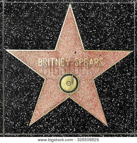 Los Angeles, Usa - March 17, 2019: Closeup Of Star On The Hollywood Walk Of Fame For Britney Spears.