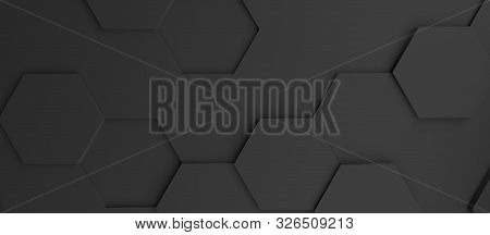 Abstract Modern Black Honeycomb Background, 3d Rendering