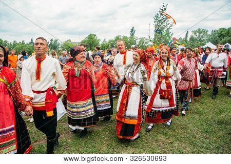 Voronezh, Russia - Circa, 2012: Traditional Russian Folklore Festival, People In Traditional Russian