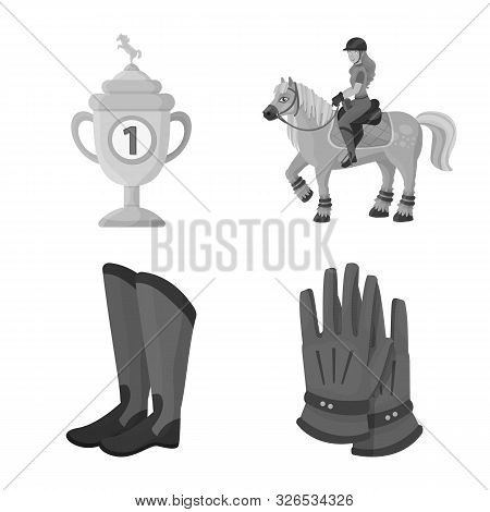 Vector Illustration Of Race And Horse Sign. Set Of Race And Racing Vector Icon For Stock.