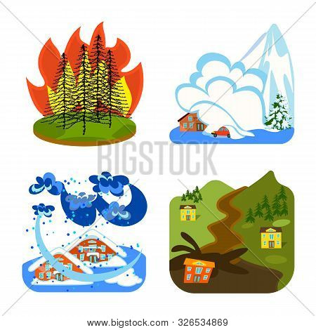 Vector Design Of Cataclysm And Disaster Symbol. Set Of Cataclysm And Apocalypse Stock Symbol For Web