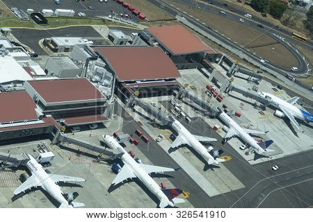 San Jose, Costa Rica - Mar 11, 2019: Aerial View Of San Jose International Airport In  Costa Rica.