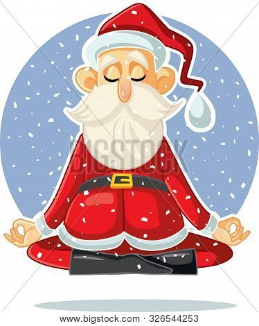Santa Claus Meditating Christmas Vector Cartoon Illustration