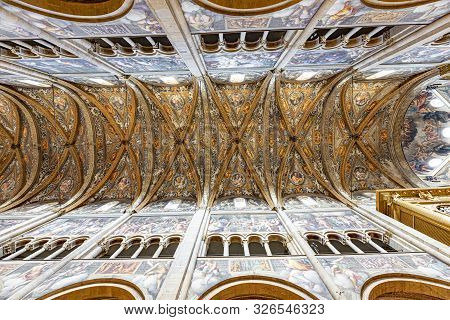 Parma, Italy - August 7, 2019: Parma Cathedral (italian: Duomo Di Parma, Cattedrale Di Santa Maria A