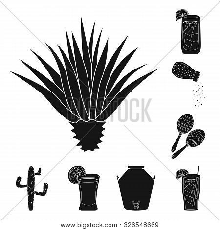 Vector Illustration Of Carnival And National Icon. Set Of Carnival And Tequila Stock Symbol For Web.
