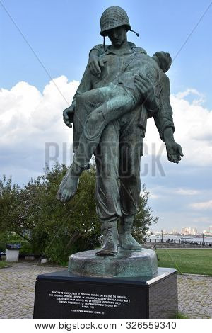 Jersey City, Nj - Aug 4: Liberation Monument At Liberty State Park In Jersey City, New Jersey, As Se