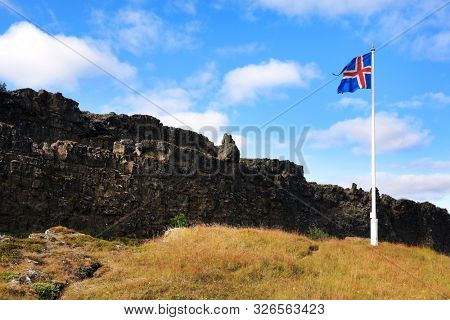 Autumn landscape in Pingvellir National Park, Iceland, Europe