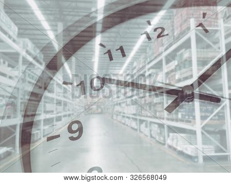 Stock Inventory Times Clock Fast Shipping And Logistic Concept