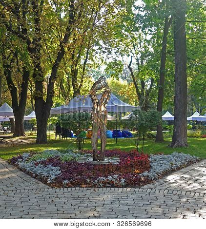 Kiev. Ukraine. October 01, 2019 Park Sculpture Love-universe In Shevchenko Park In Kiev In The Fall.