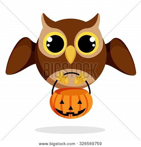 Halloween Owl In Flat Style Vector Image