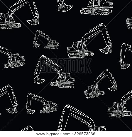 Special Machine Escavator Seamless Black Dark Back