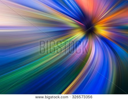 Abstract Big Data, Colorful Fibers, Rays Tunnel Background In Red And Blue Color. 3d Illustration