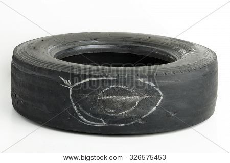 Worn Truck Wheel On White Background. Types Of Wear Wheels.