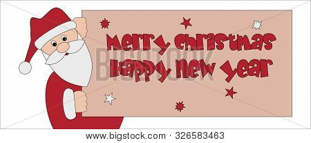 A Cute Vector Santa Claus With Banner. Winter Holidays