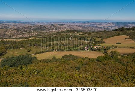 Radicofani (italy) - Panoramic Autumn View From The Medieval And Renaissance Town, Famous For Ruins 