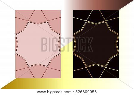 Invitation Cards  Copper And Gold Concept With Glitter Line Frame For Text Message Vector Design Tem