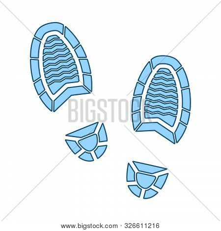Man Footprint Icon. Thin Line With Blue Fill Design. Vector Illustration.