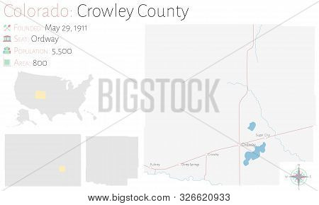 Large And Detailed Map Of  Crowley County In Colorado, Usa