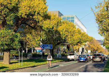 Melbourne, Australia - June 7, 2019: Flemington Road In Parkville Is A Major Inner City Arterial Roa
