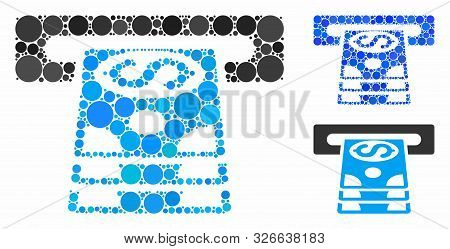 Bank Cashpoint Composition For Bank Cashpoint Icon Of Round Dots In Variable Sizes And Color Tinges.
