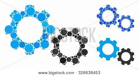 Gears Composition For Gears Icon Of Filled Circles In Different Sizes And Color Tones. Vector Small 