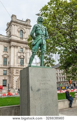 London, Uk - October 7, 2019: Jan Christian Smuts Statue