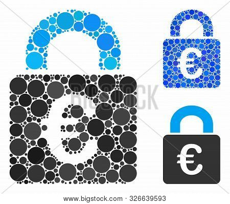 Lock Composition For Lock Icon Of Filled Circles In Different Sizes And Color Tinges. Vector Filled 