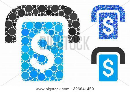Cashpoint Mosaic For Cashpoint Icon Of Round Dots In Variable Sizes And Color Tints. Vector Round Do