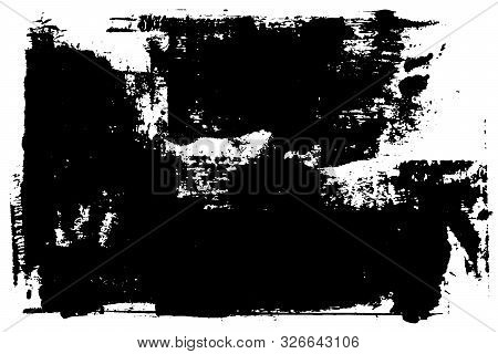 Vector Hand Drawn Big Textured Hand Painted Stain. Monochrome Ink Painted Backdrop. One Color Grungy