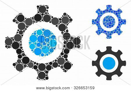 Cogwheel Composition For Cogwheel Icon Of Small Circles In Variable Sizes And Color Tinges. Vector F