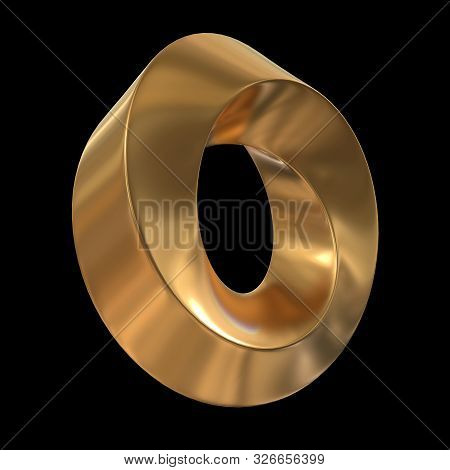 Mobius Strip Ring Sacred Geometry. Spatial Figure With Upturned Surfaces. Optical Illusion With Dual