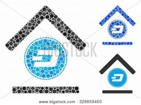 Dash Bank Mosaic For Dash Bank Icon Of Round Dots In Various Sizes And Color Tinges. Vector Round Do