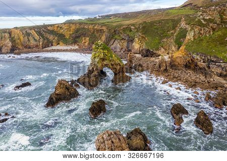 Aerial View Of The Crohy Head Sea Arch, County Donegal - Ireland