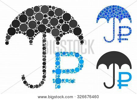 Rouble Umbrella Mosaic For Rouble Umbrella Icon Of Round Dots In Various Sizes And Shades. Vector Ro
