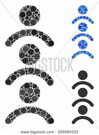 Man Queue Mosaic For Man Queue Icon Of Round Dots In Different Sizes And Shades. Vector Dots Are Gro