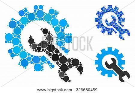 Service Tools Mosaic For Service Tools Icon Of Filled Circles In Various Sizes And Shades. Vector Ro