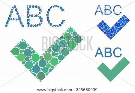 Spell Checking Composition For Spell Checking Icon Of Small Circles In Various Sizes And Color Hues.