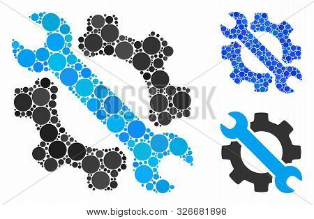 Wrench And Gear Setup Tools Mosaic For Wrench And Gear Setup Tools Icon Of Filled Circles In Variabl
