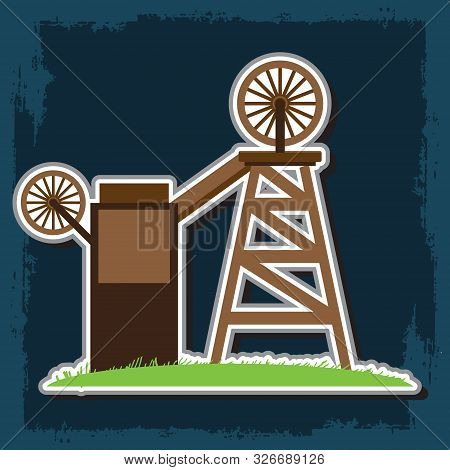 Mining Mine Logo. Vector Illustration On Dark Background.