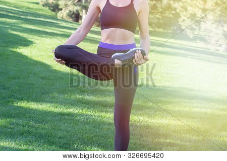 Fitness. Athlete Girl, Thlete Exercise At Outside, Woman Fitness. Young Beautiful Woman Stretching I
