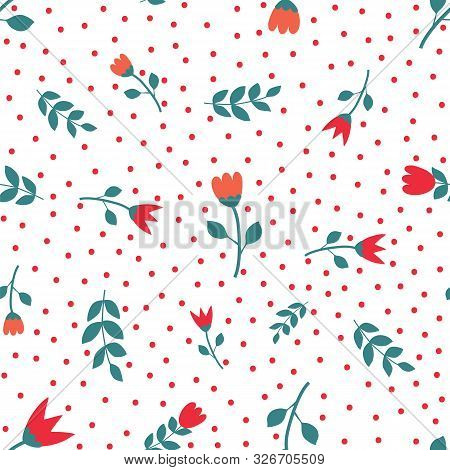 Red And White Flower Seamless Repeat Pattern