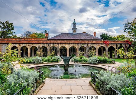 Beautiful Public Garden And Artistic Architecture In Holland Park Of London