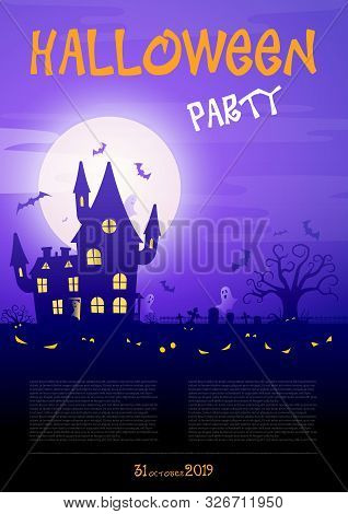 Halloween Banner, Poster Or Flyer. Vector Template Design.