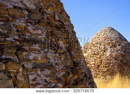 Millard County Utah / Usa - October 5, 2019: Two Of The Original Four Charcoal Ovens, Built By Utah 