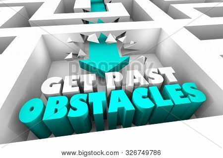 Get Past Obstacles Maze Overcome Challenges Words 3d Animation