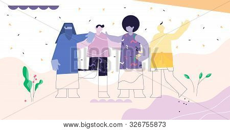 Diversity Modern Abstract Concept Flat Vector Illustration. Symbolic Race And Sex Unity. Multicultur