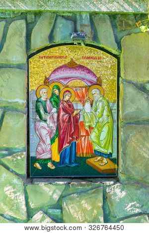 Crasna, Prahova, Romania - July 21, 2019: An Beautiful Icon At Crasna Monastery Near Izvoarele, Prah
