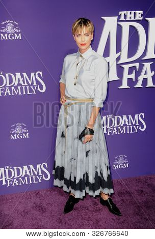 Charlize Theron at the Los Angeles premiere of 'The Addams Family' held at the Century City AMC in Century City, USA on October 6, 2019.
