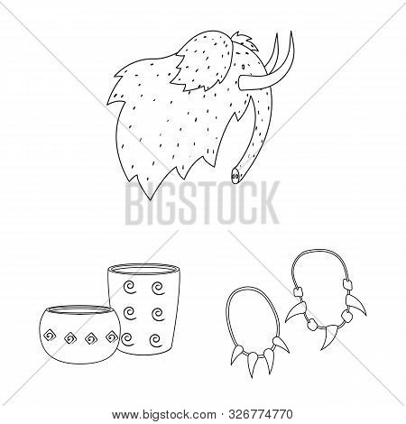 Isolated Object Of Ancient And Primitive Symbol. Set Of Ancient And Era Vector Icon For Stock.