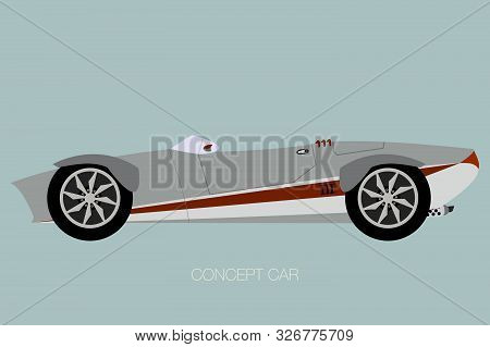 Futuristic Supercar, Side View, Flat Design Style, Fully Editable